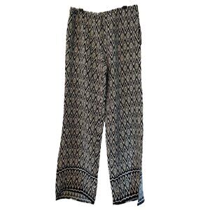 Max Studio Women's Geometric Elastic Waist Wide Leg Pants Sz S